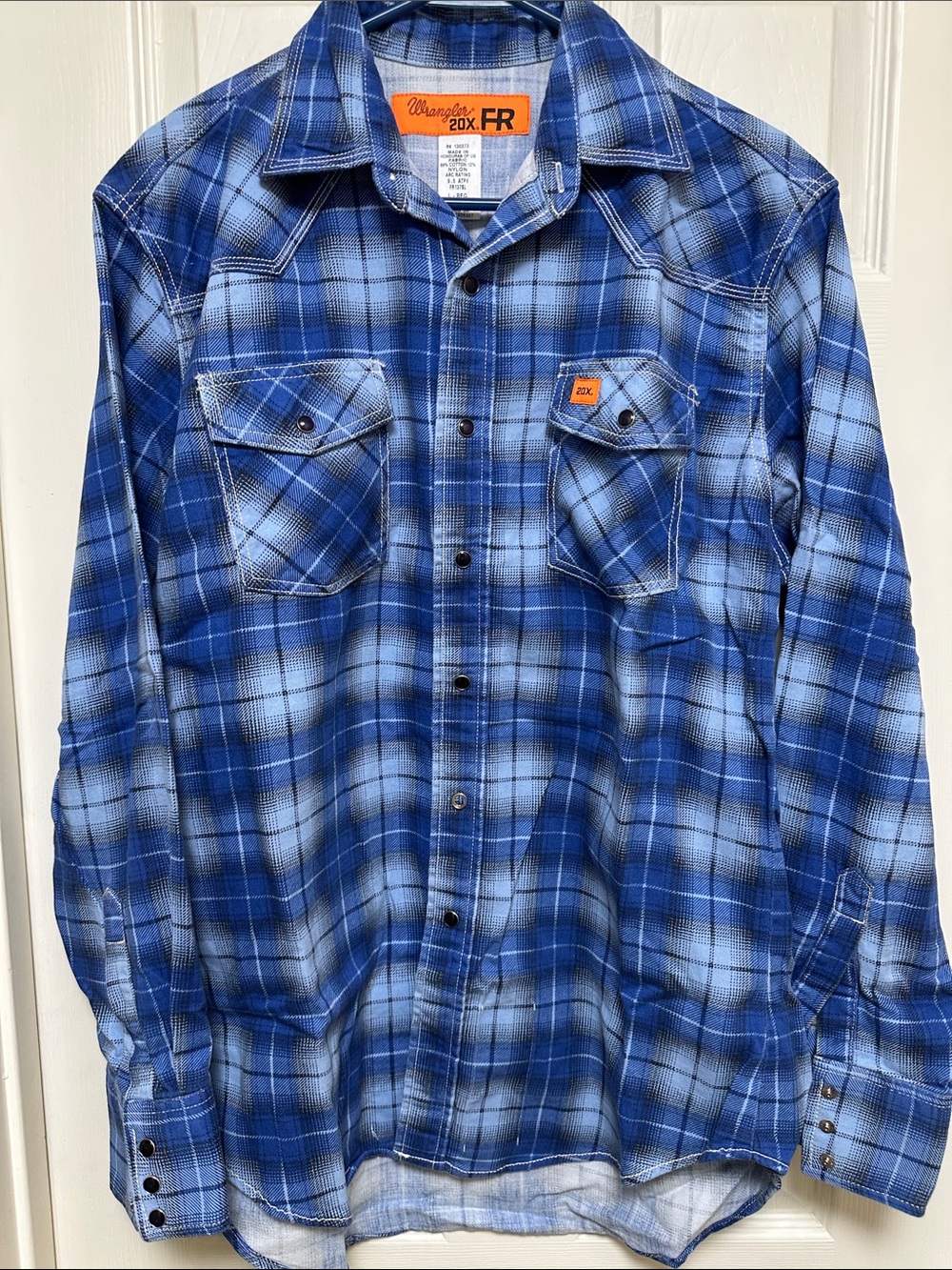 Wrangler FR 20X Blue Plaid Work Shirt